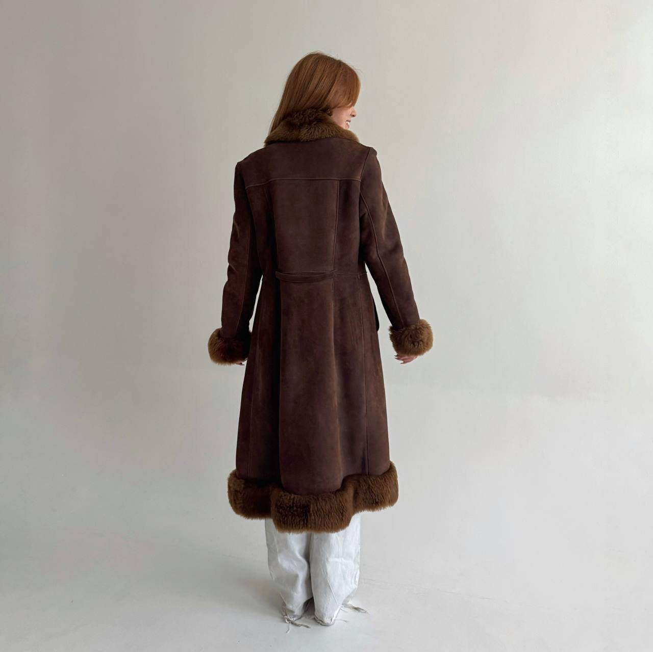 Vintage genuine leather sheepskin coat