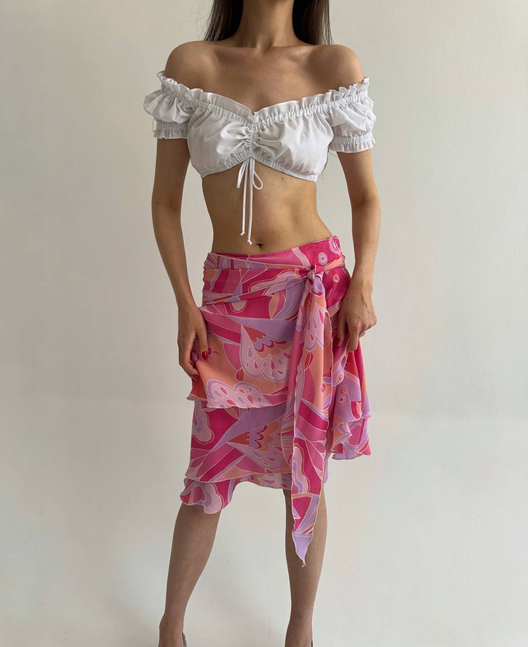 Vintage pink printed skirt