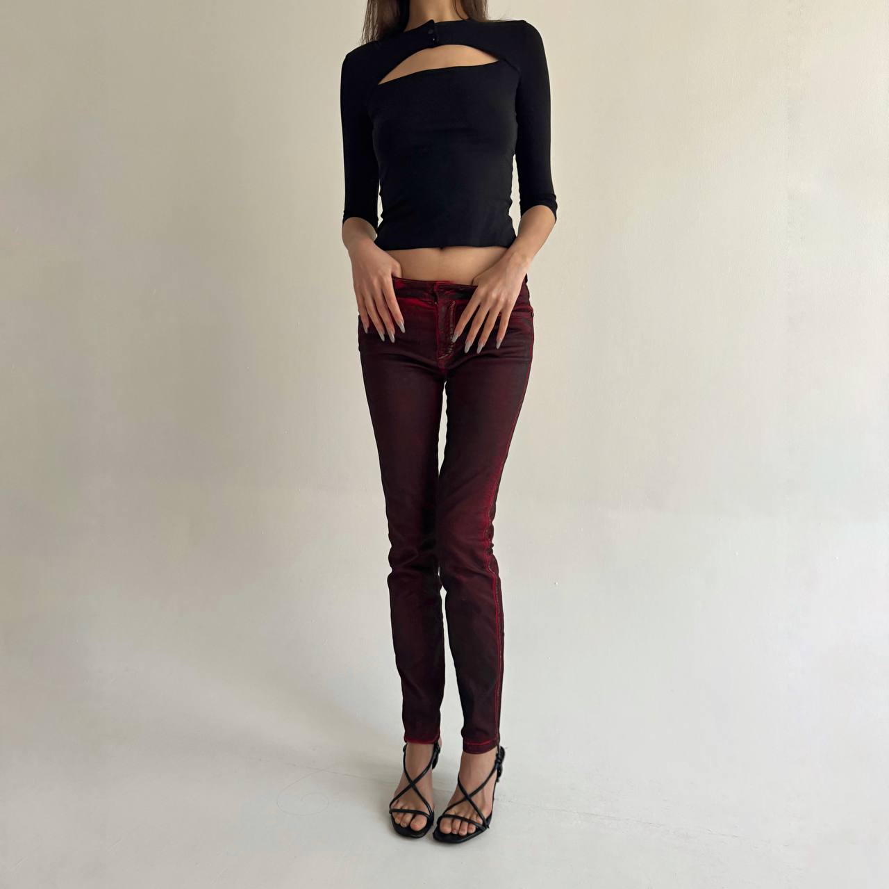 Vintage Plein Sud red washed skinny jeans