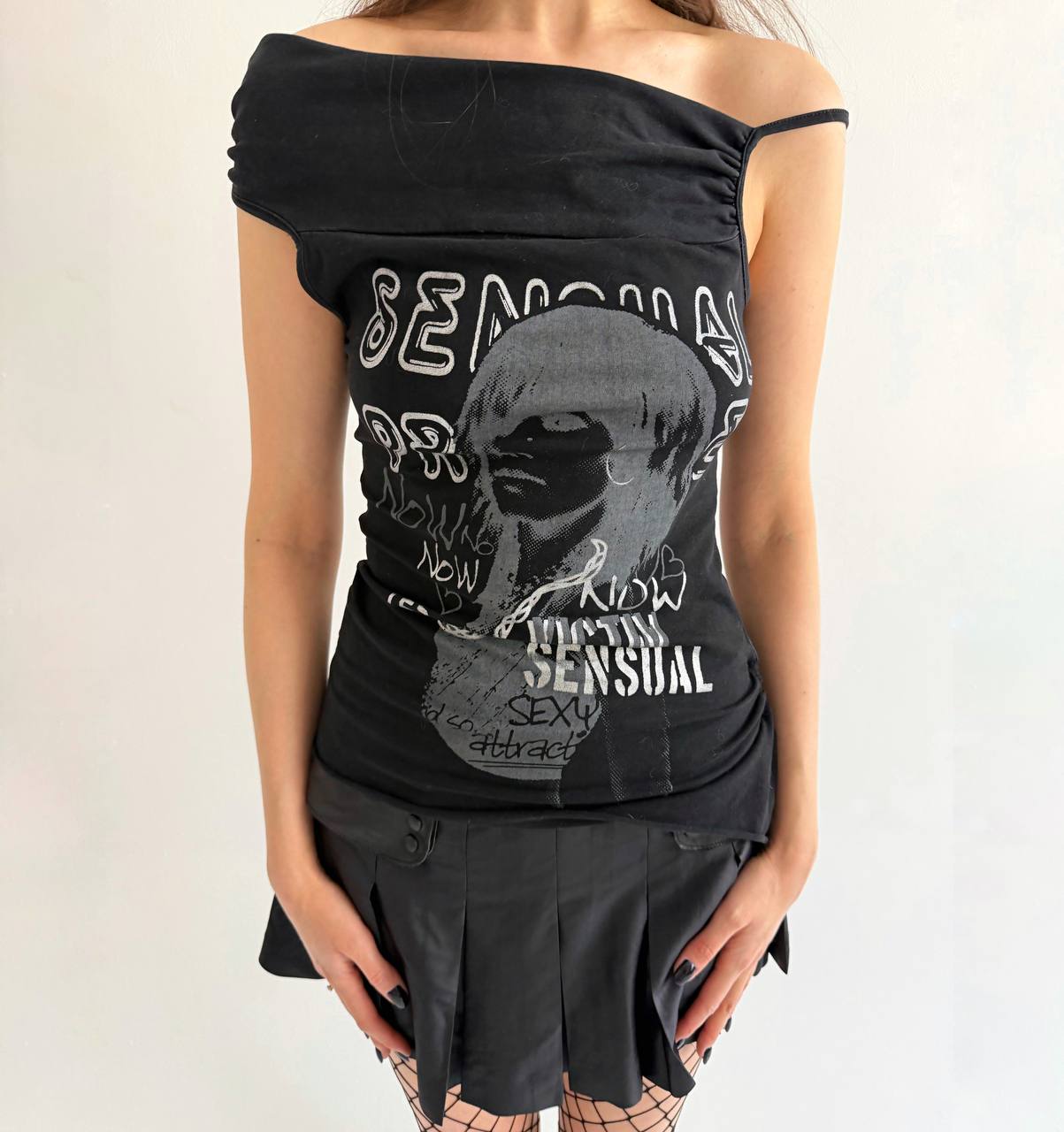 Vintage cotton asymmetrical blouse