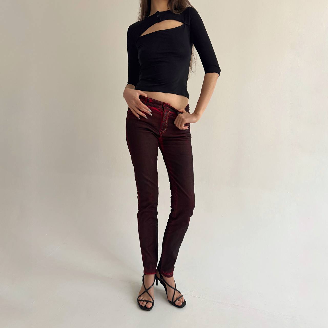 Vintage Plein Sud red washed skinny jeans