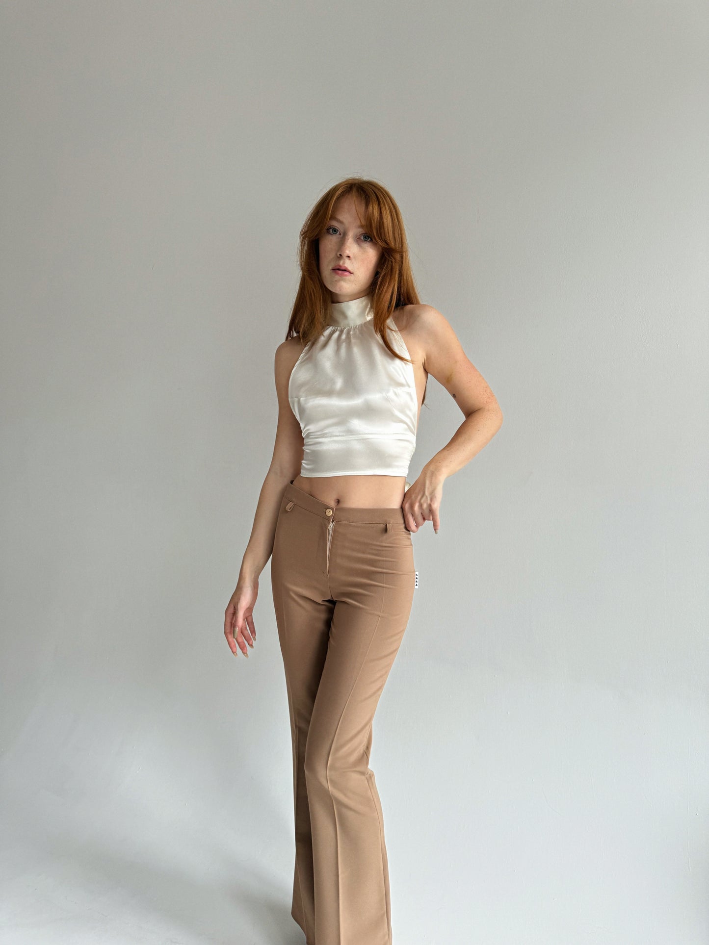 Vintage flared cotton blend pants