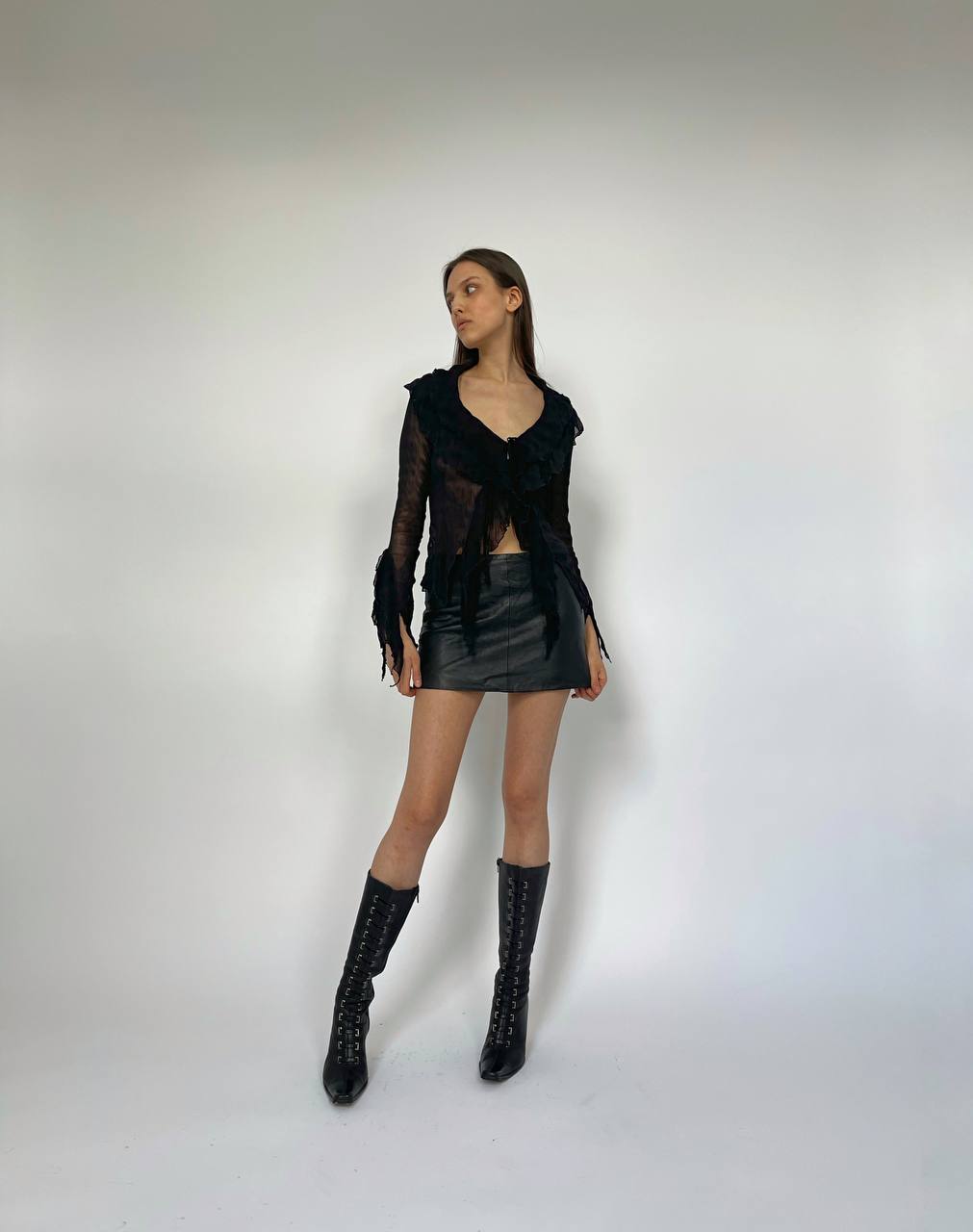 Vintage genuine leather mini skirt