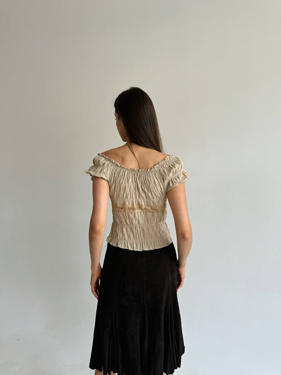 Vintage made in France pleated blouse