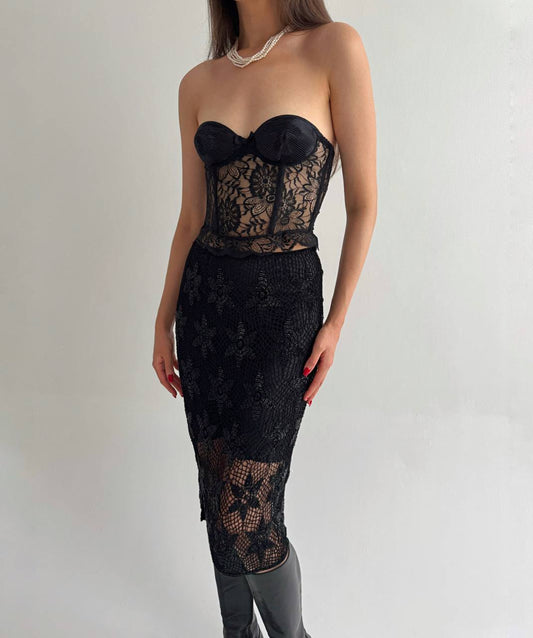 Vintage La Perla lace black corset
