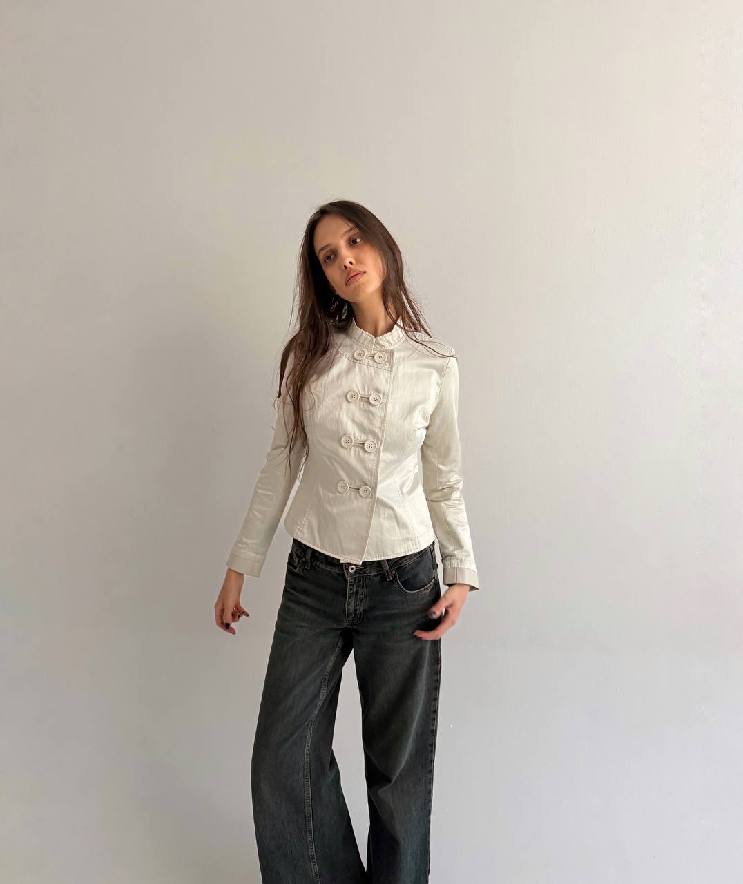 Vintage cotton cream satin jacket
