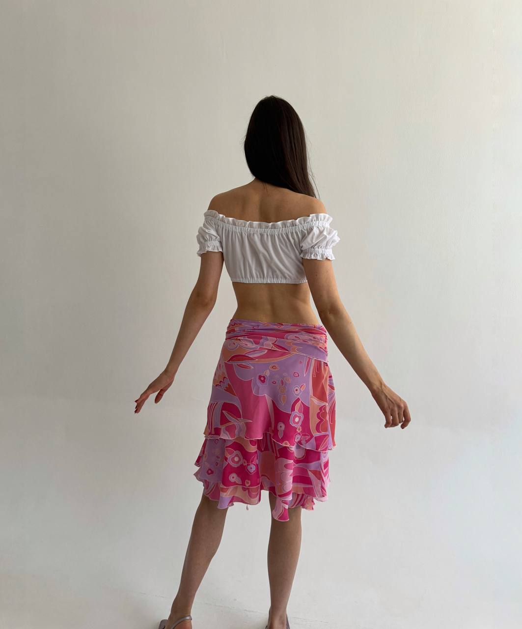 Vintage pink printed skirt