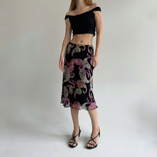 Y2K viscose midi skirt