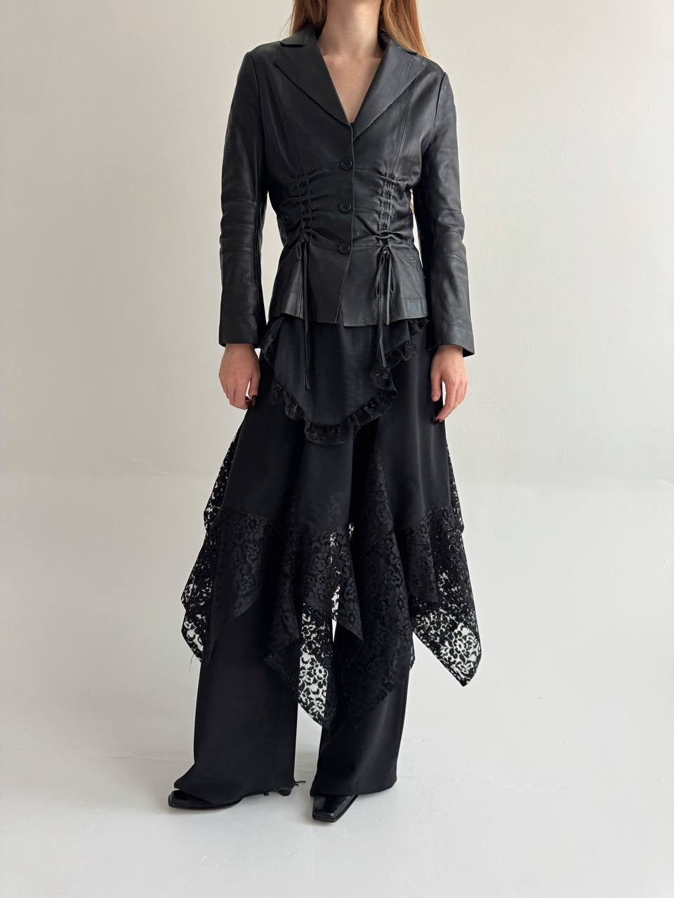 Vintage 80% viscose black asymmetrical gothic skirt