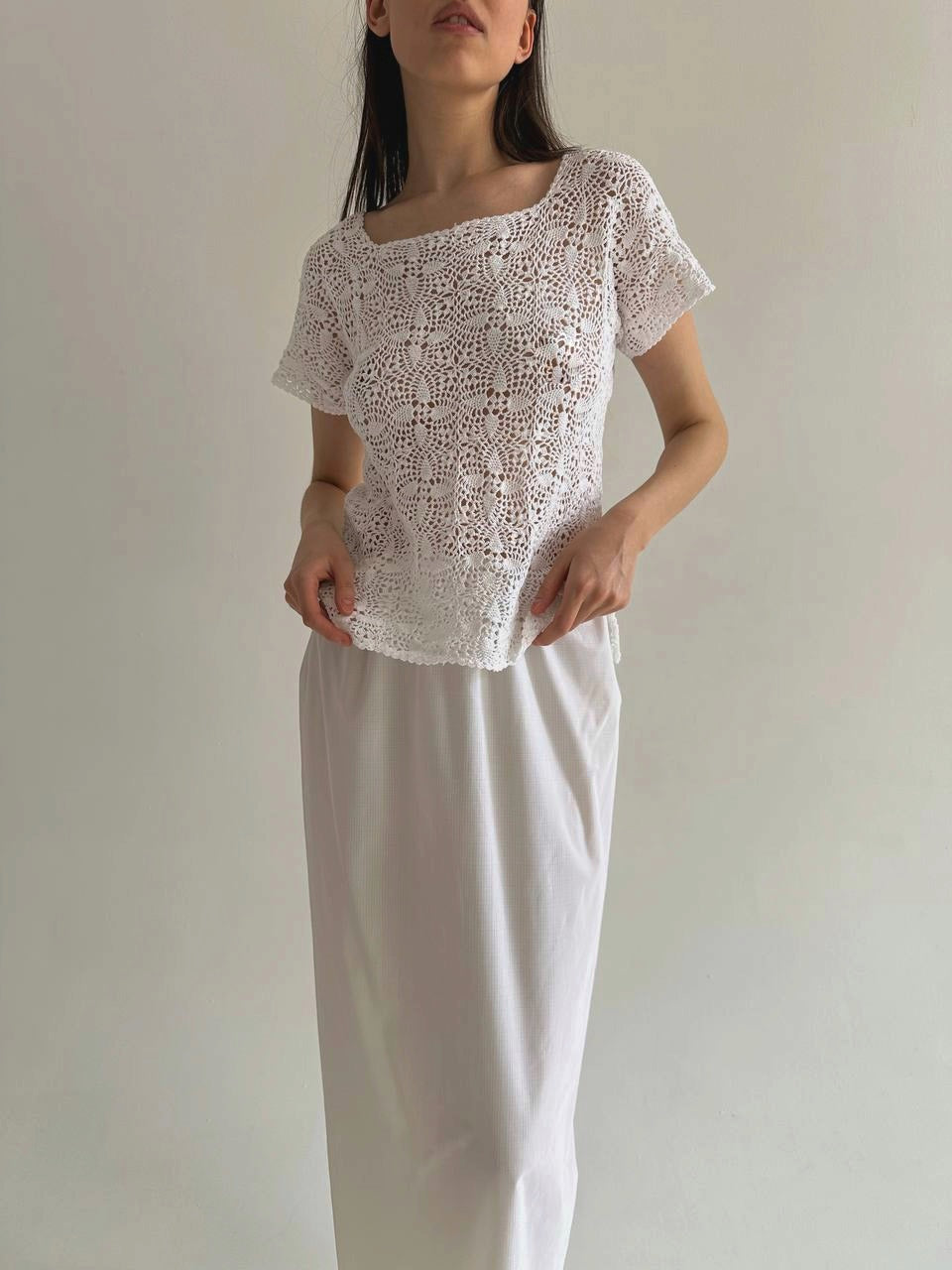 Vintage crochet white blouse