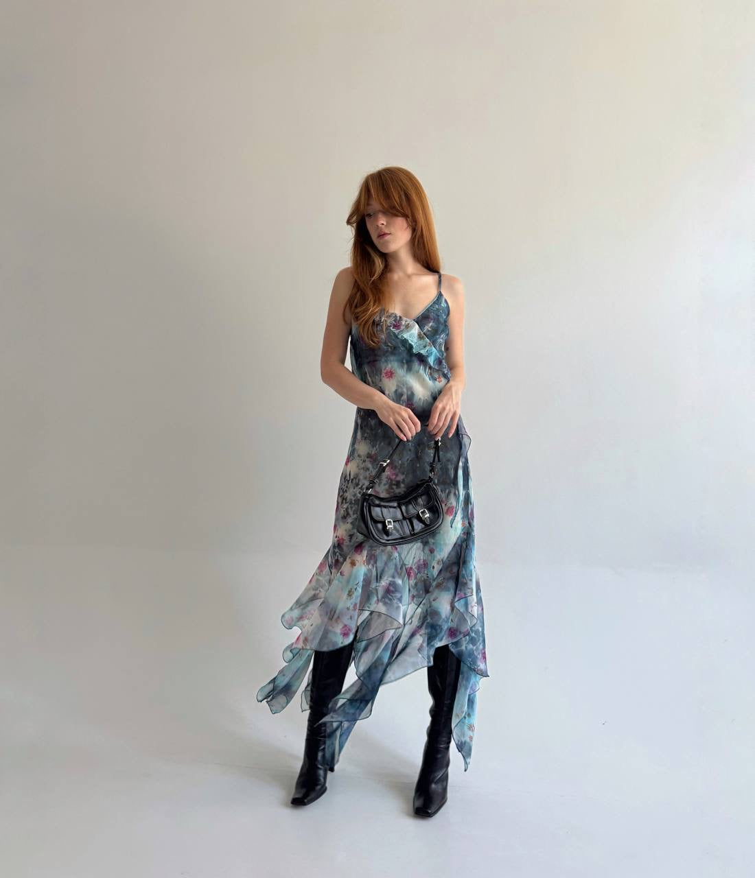 Vintage asymmetrical printed dress