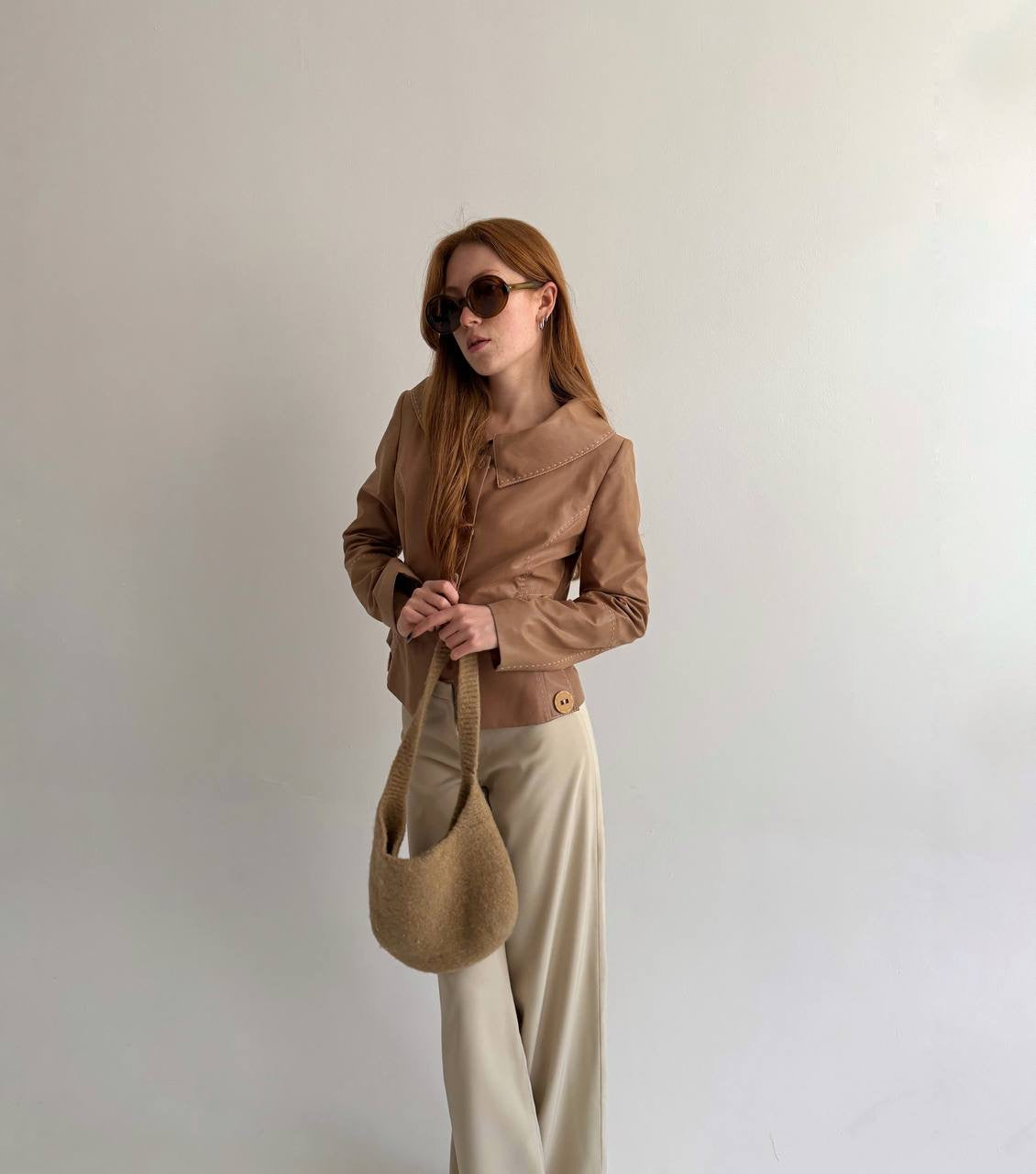 Vintage faux leather jacket with beautiful collar