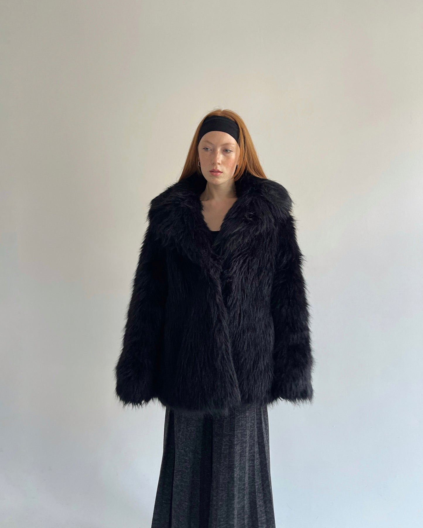 Vintage black oversized faux fur