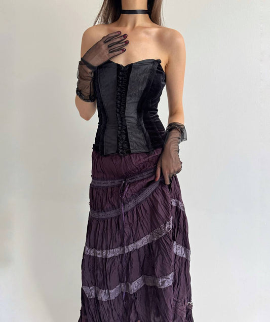 Vintage velvet black corset