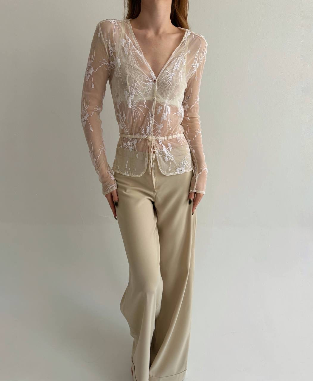 Vintage transparent button up blouse