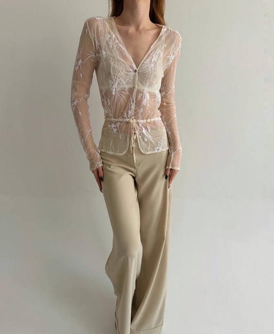 Vintage transparent button up blouse