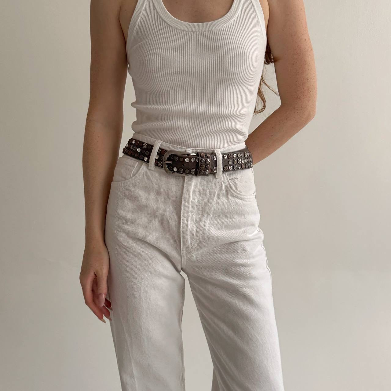 Vintage genuine leather avant garde belt