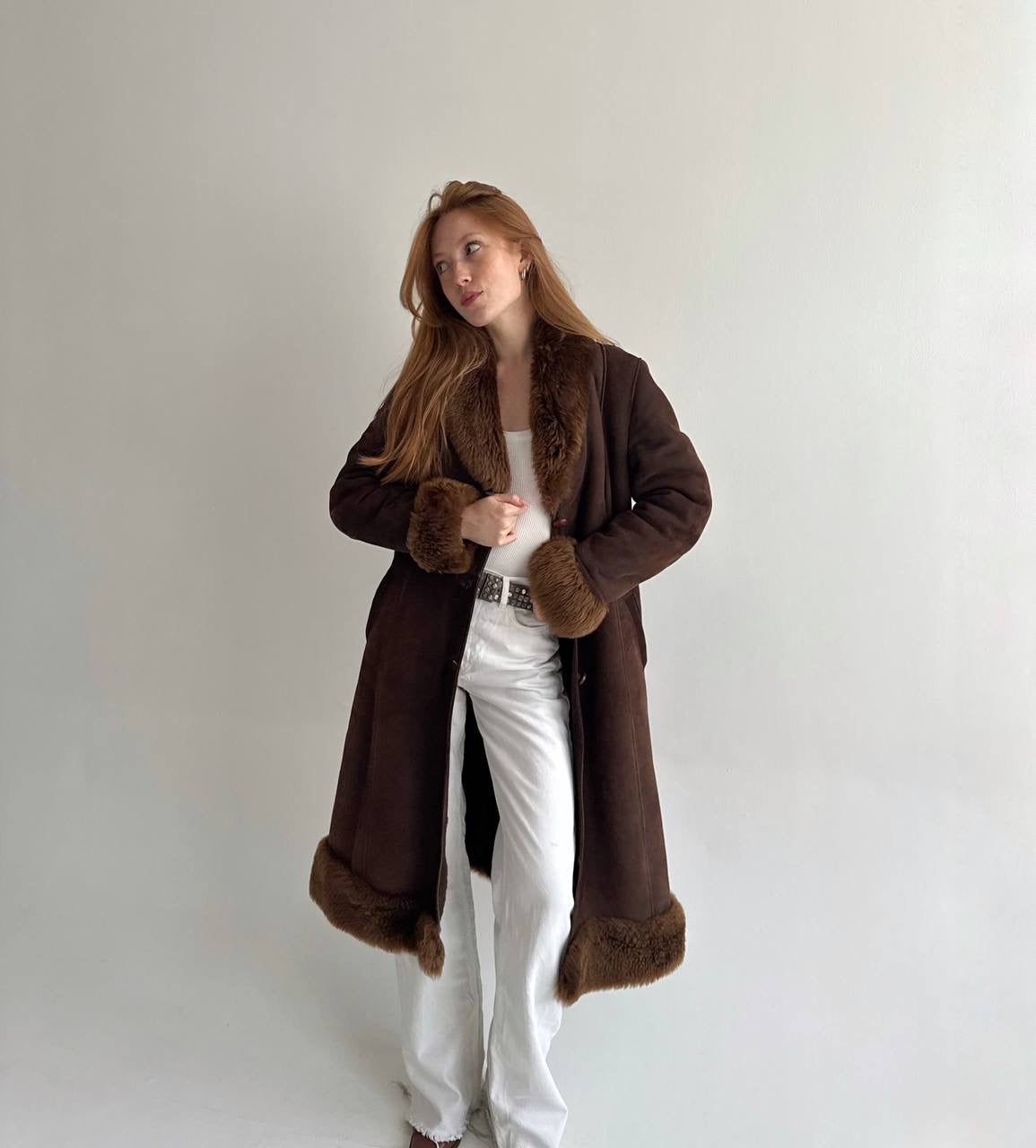 Vintage genuine leather sheepskin coat