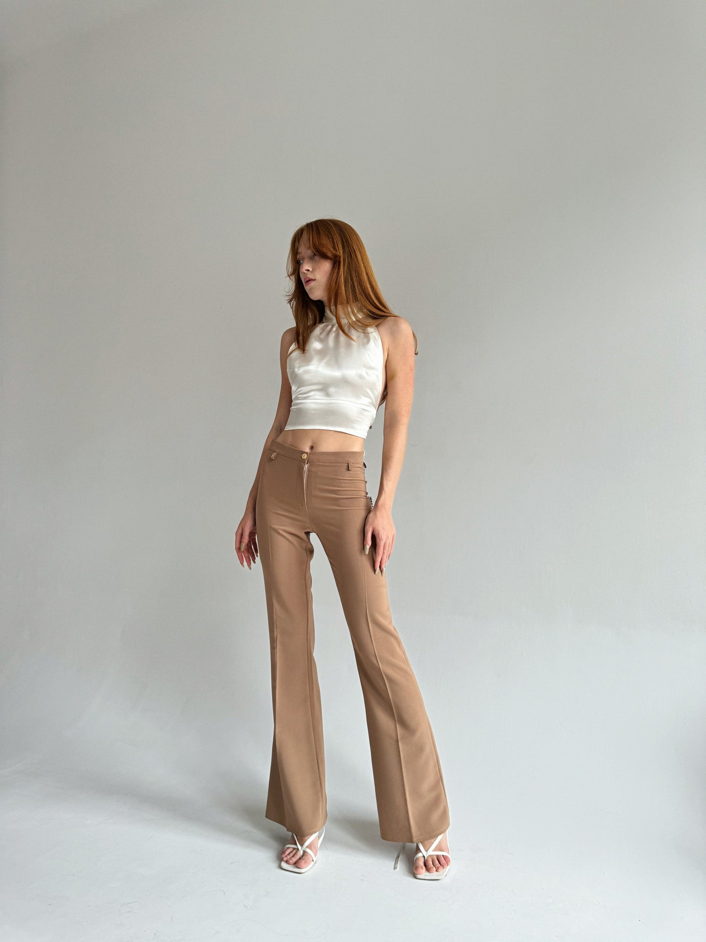 Vintage flared cotton blend pants