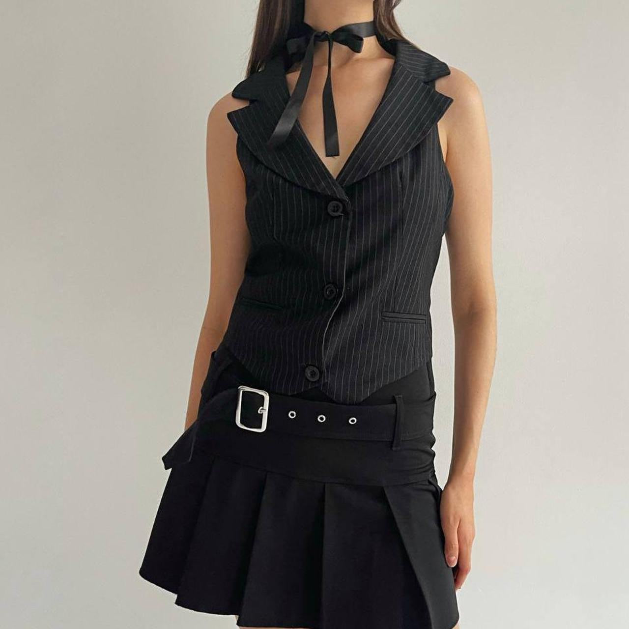 Y2K viscose blend tailored black vest