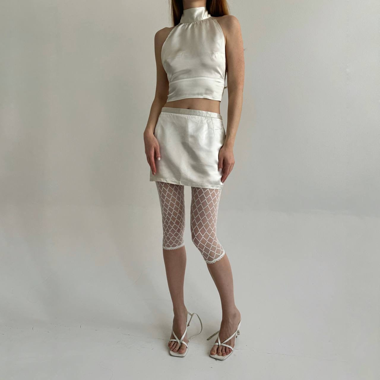 Vintage high waisted satin mini skirt