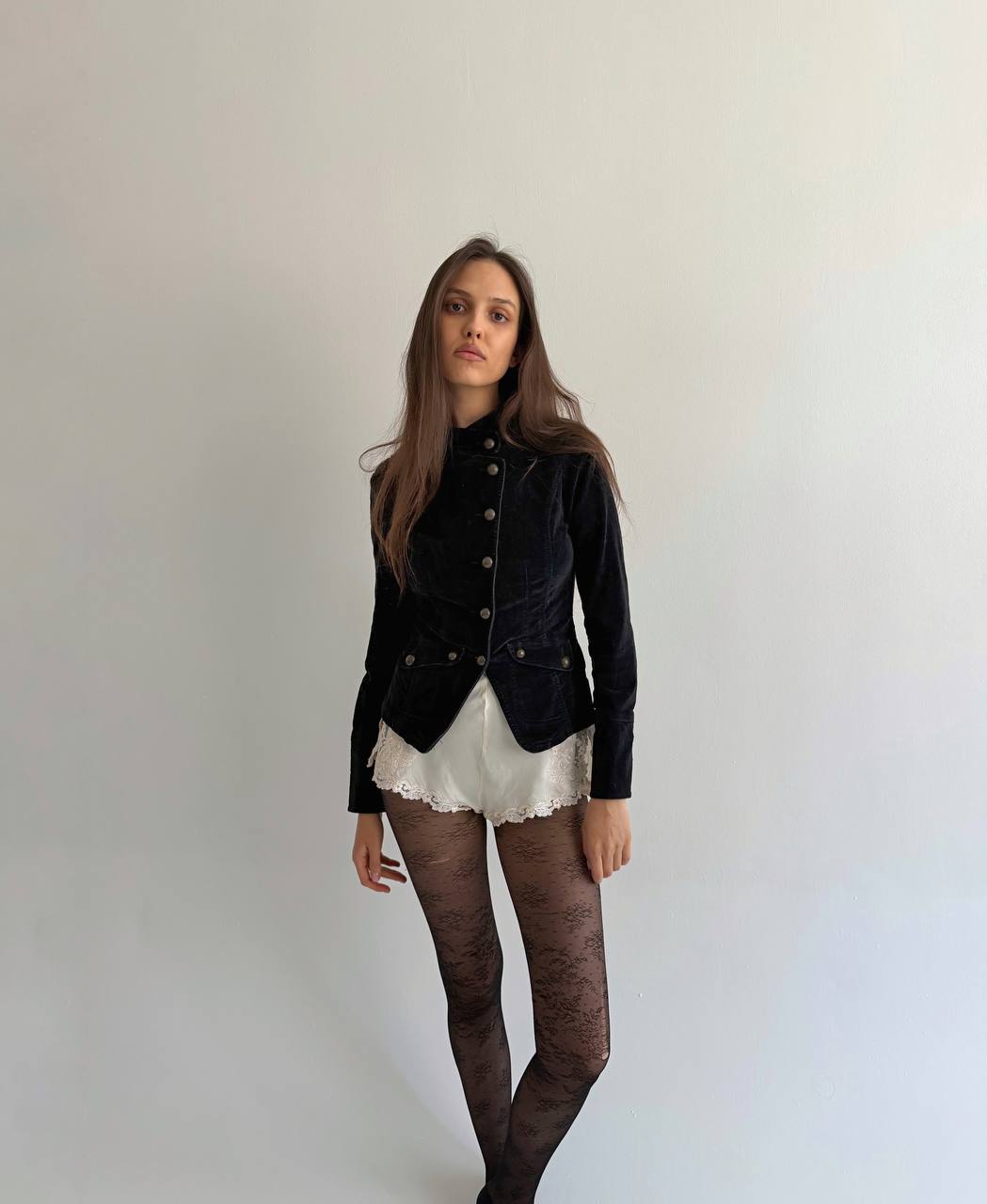 Vintage velvet cotton asymmetrical jacket