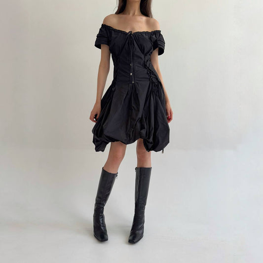 Vintage gothic balloon asymmetrical corset dress