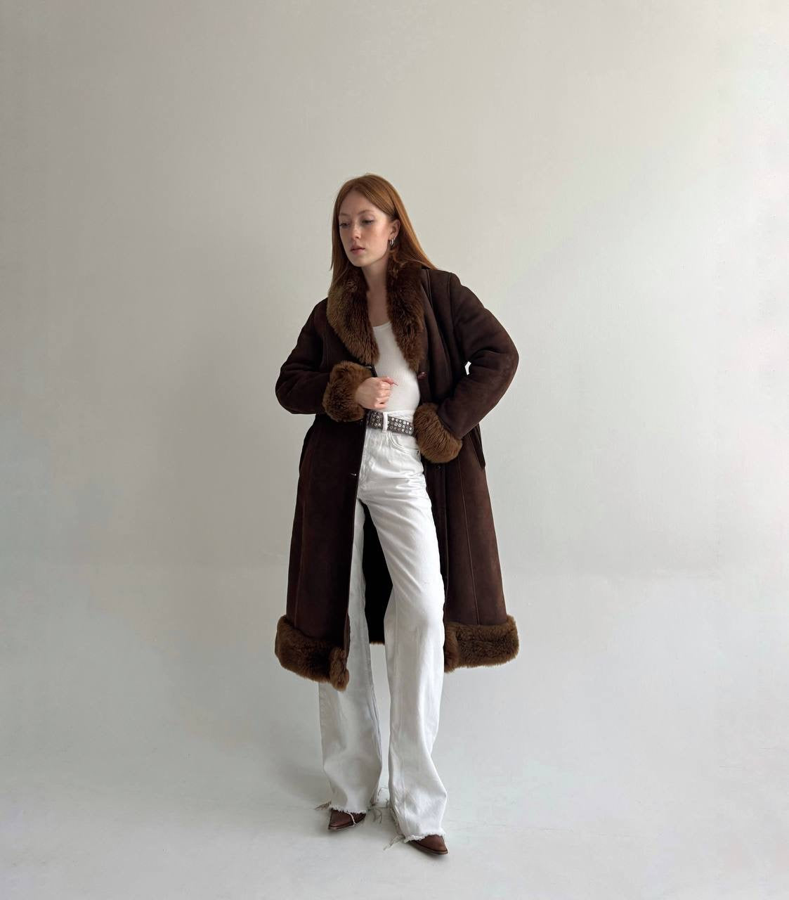 Vintage genuine leather sheepskin coat