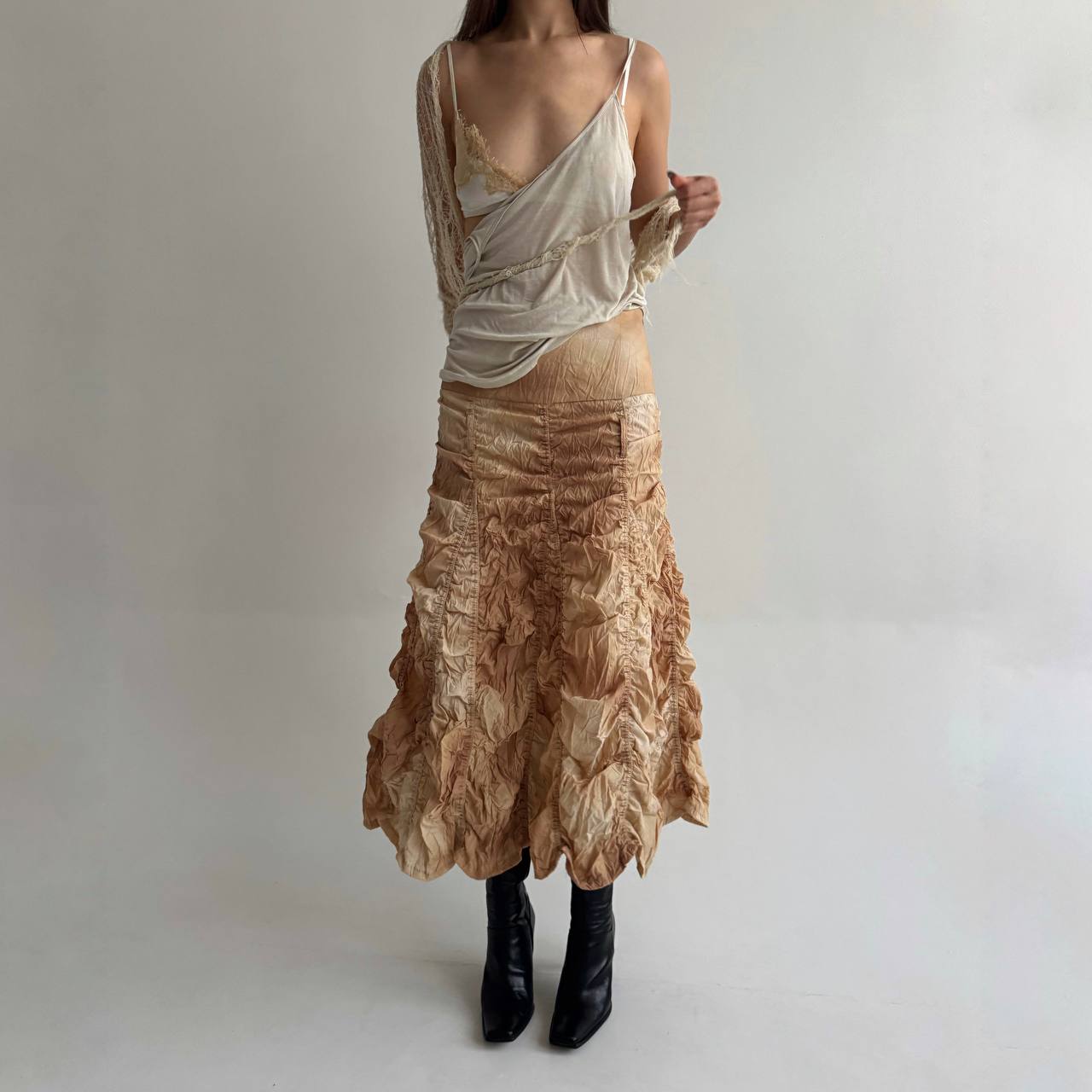 Vintage ruched washed skirt