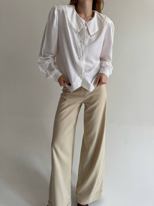 Vintage white 50% viscose blouse