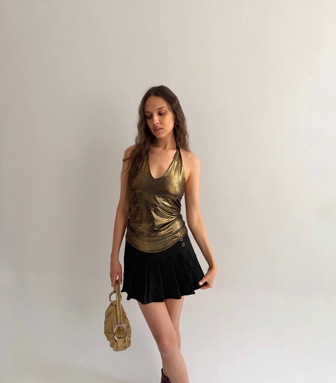 Vintage gold halter neck top