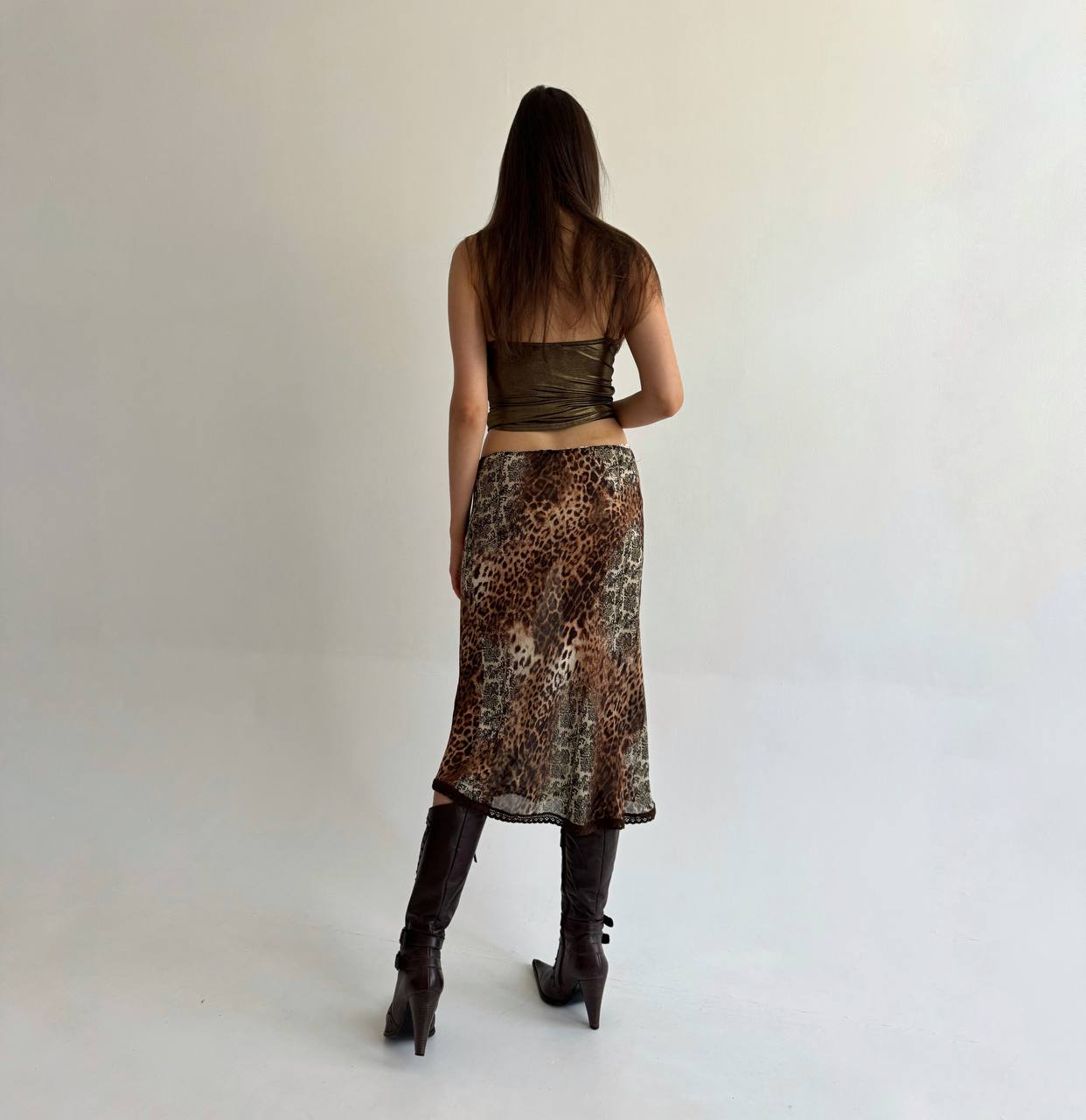 Vintage viscose leopard skirt