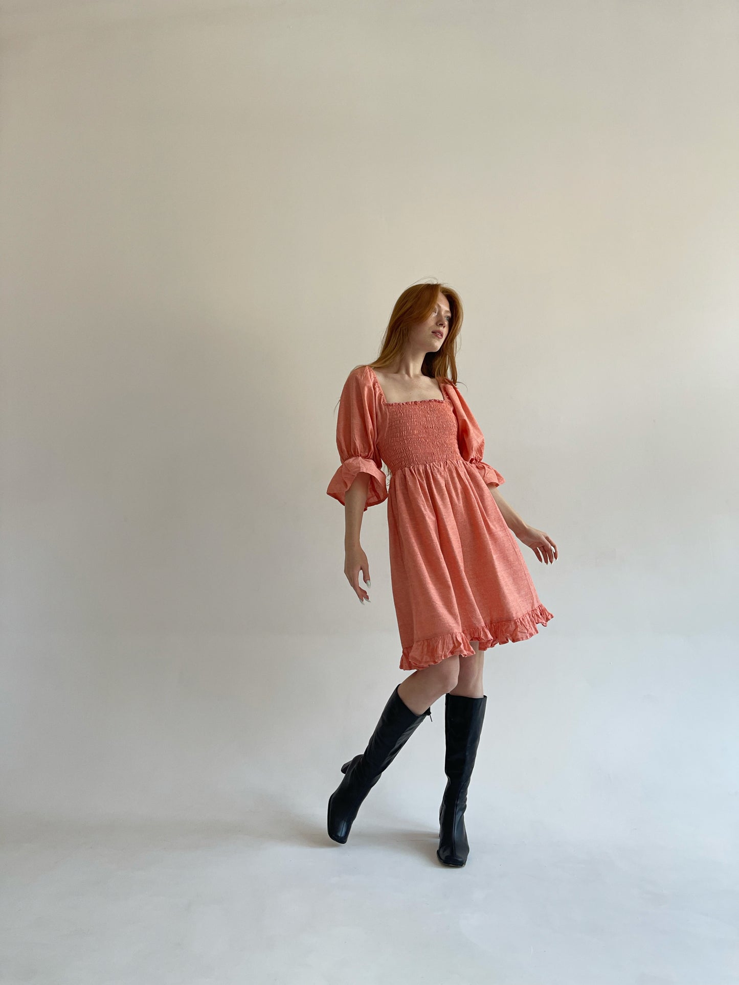 cottagecore dress with puff balloon sleeves