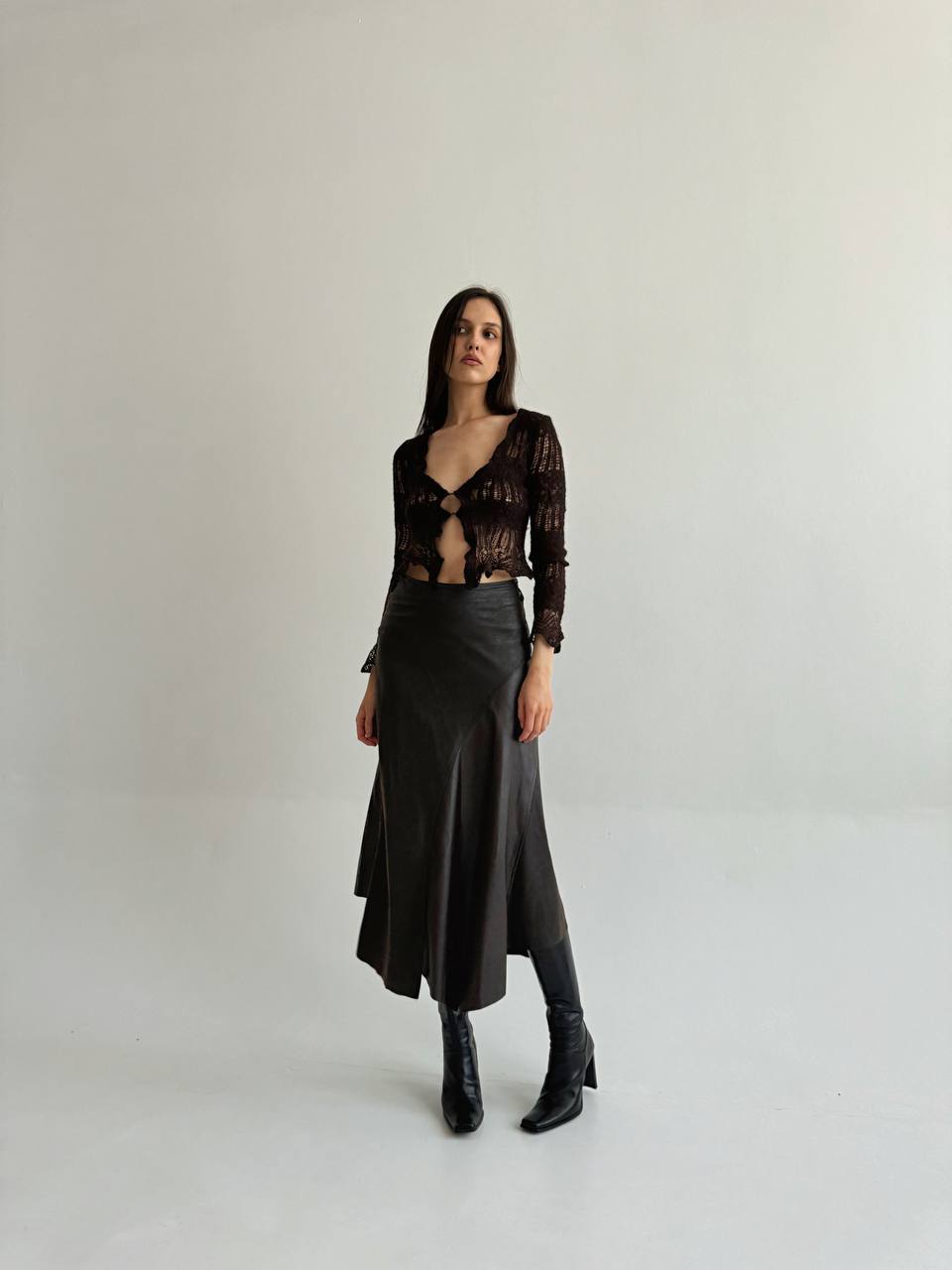 Vintage pleather brown skirt