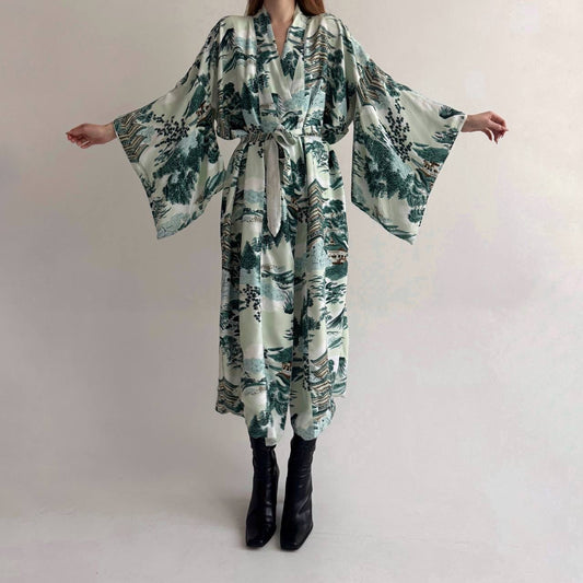 Vintage green kimono style robe