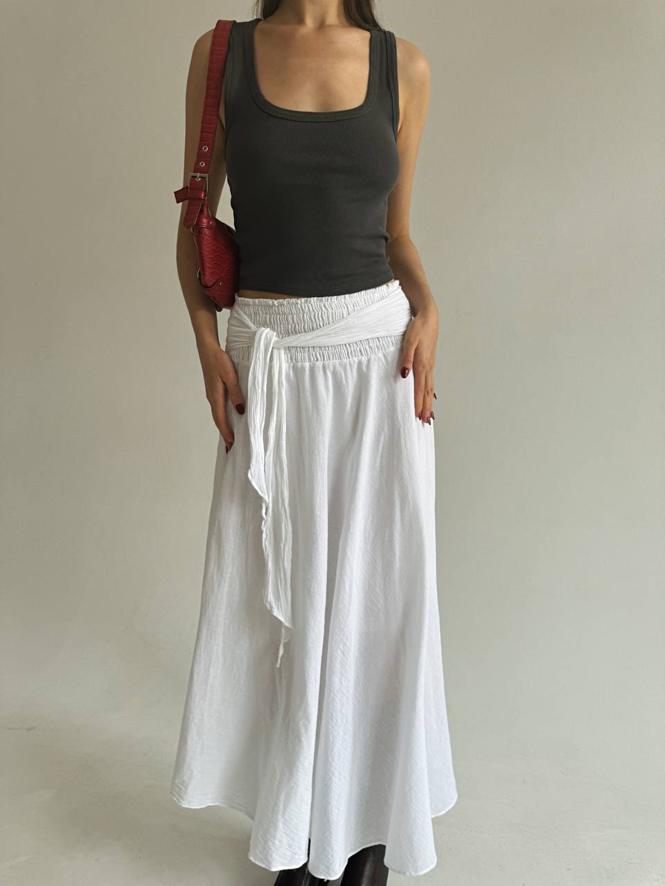 Vintage cotton maxi white skirt