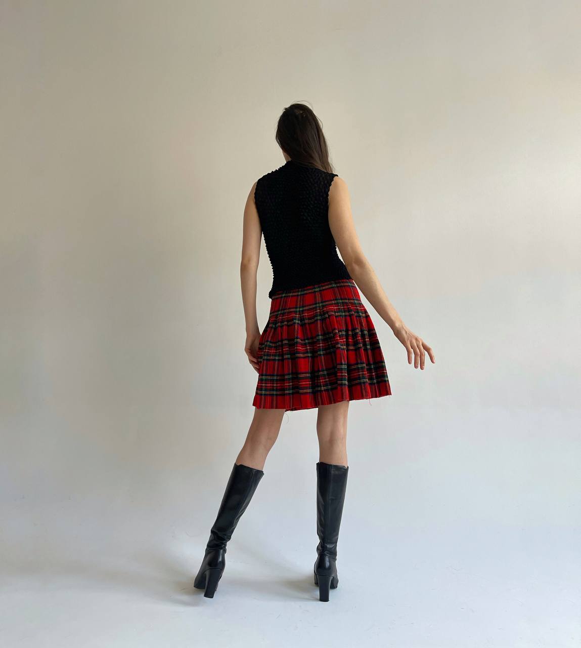 Vintage woollen tartan mini skirt