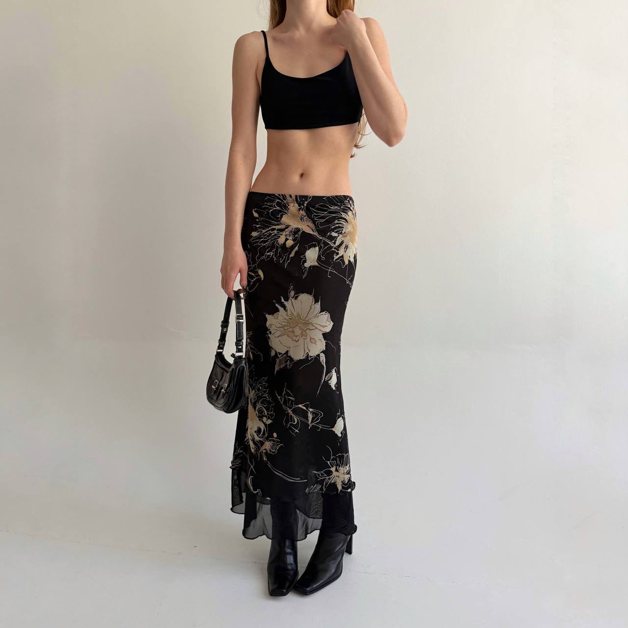 Vintage long skirt with flower print