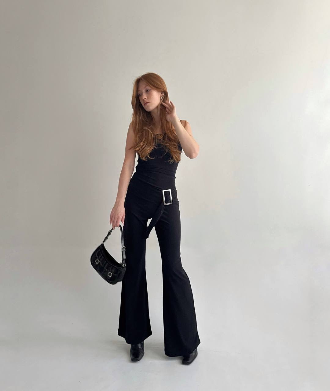 Y2K stretchy black strapless jumpsuit