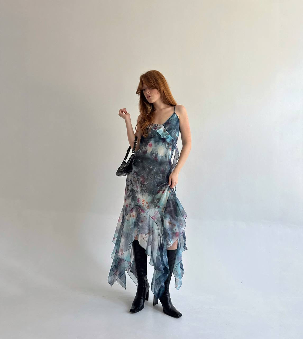 Vintage asymmetrical printed dress