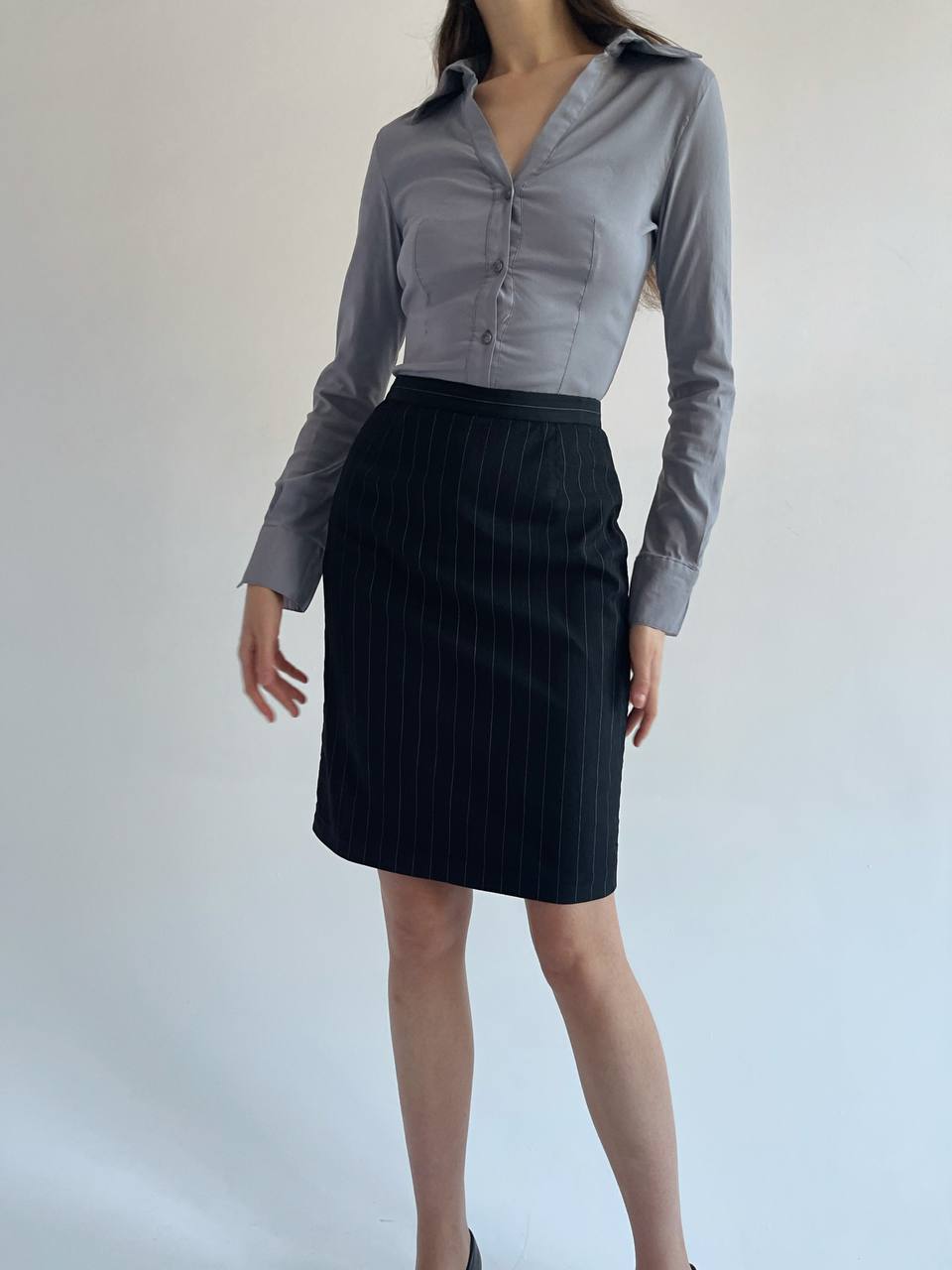 Vintage striped wool blend mini skirt