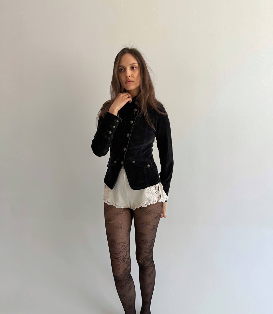 Vintage velvet cotton asymmetrical jacket