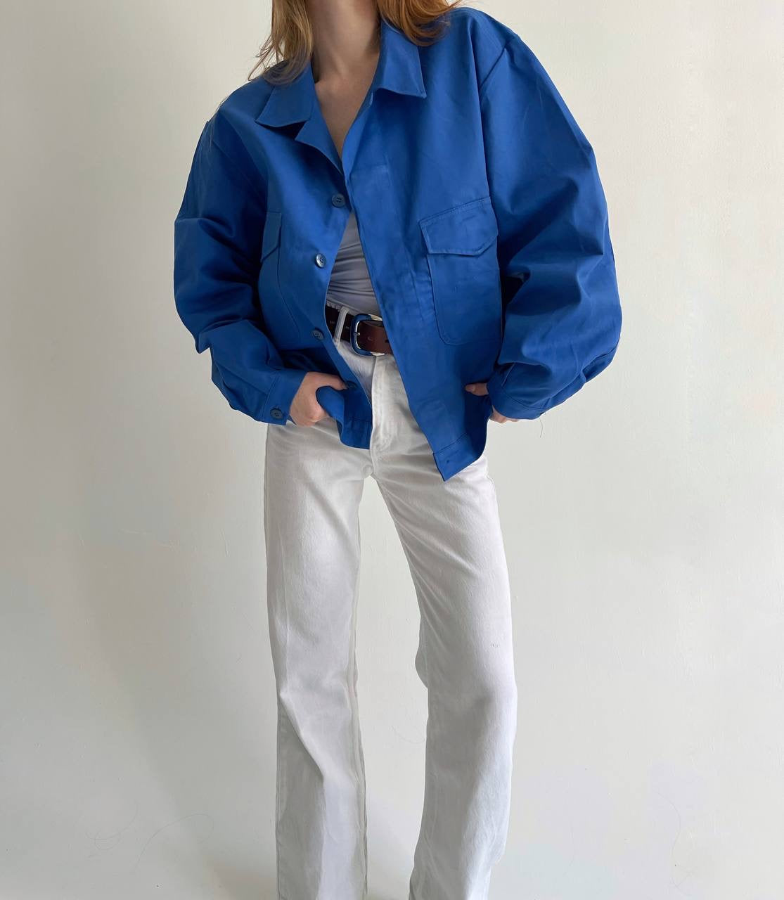 Vintage azure blue cotton jacket