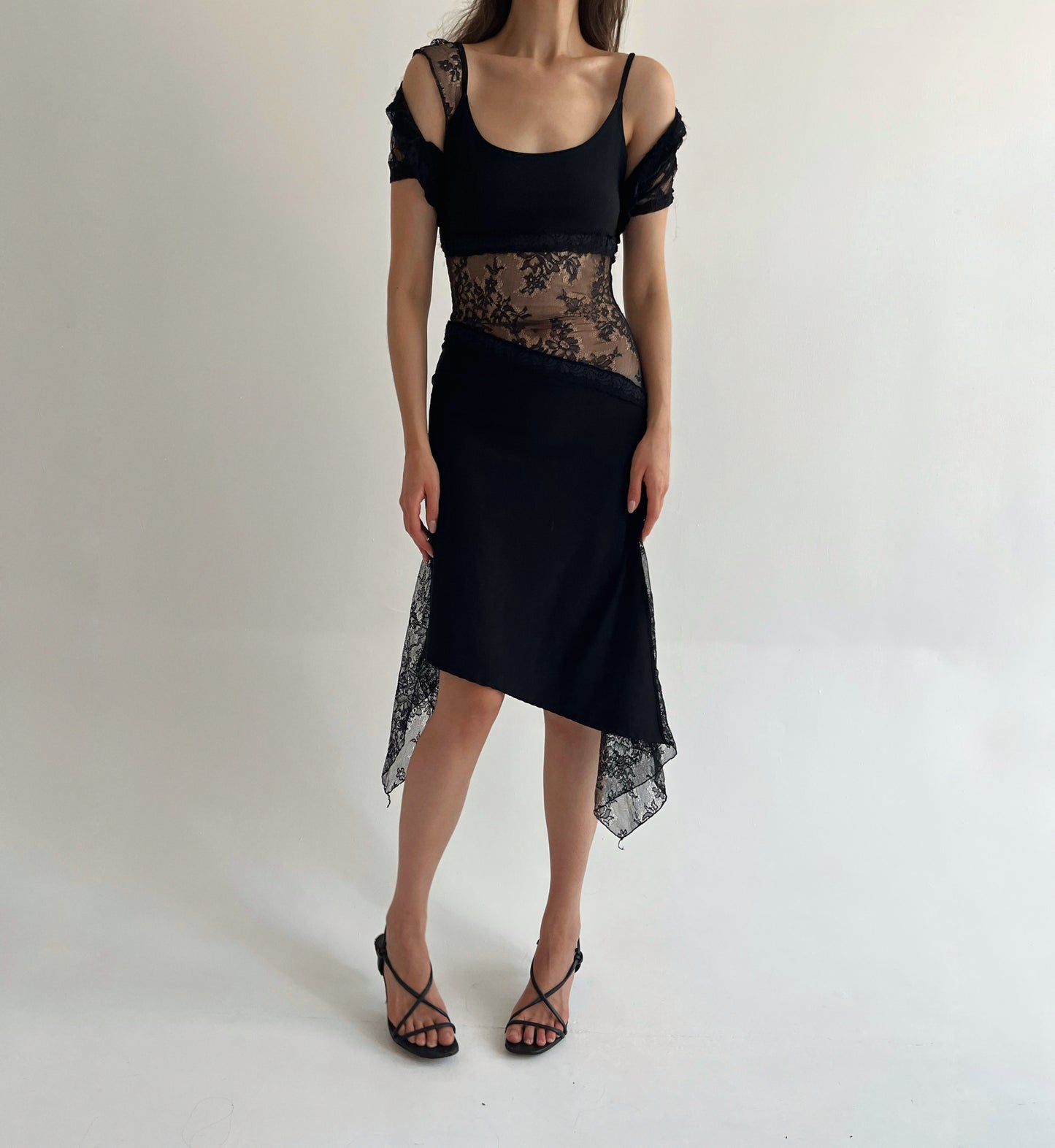 Vintage asymmetrical lace dress