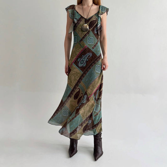 Vintage viscose boho long dress