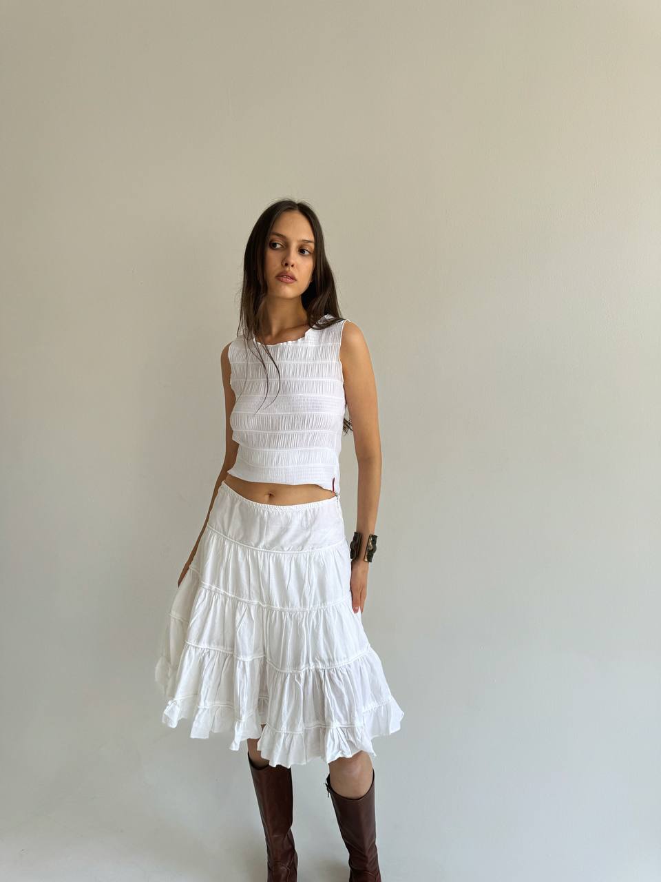 Vintage cotton ruched skirt