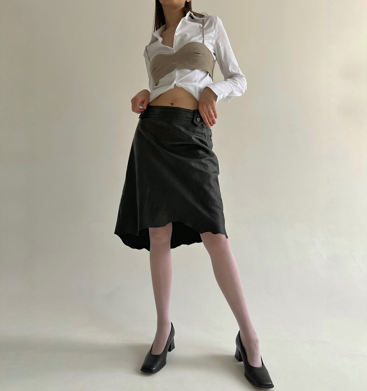 Vintage Plein Sud genuine leather asymmetrical skirt