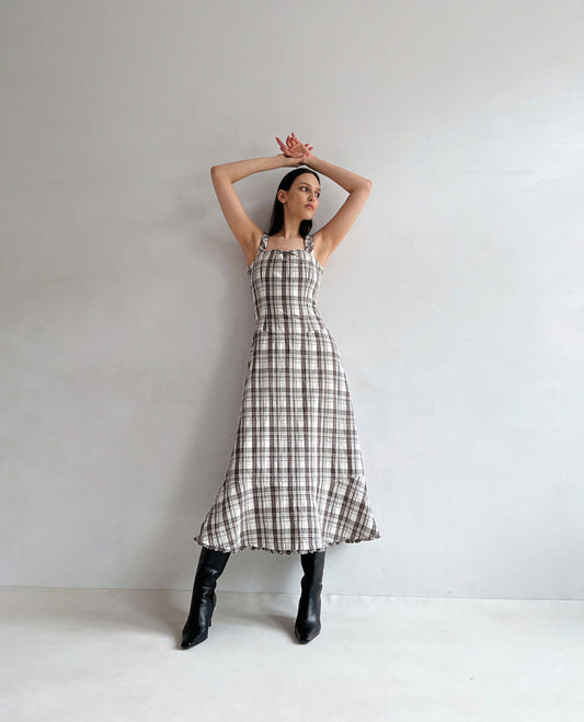 Max Mara cotton maxi checked dress