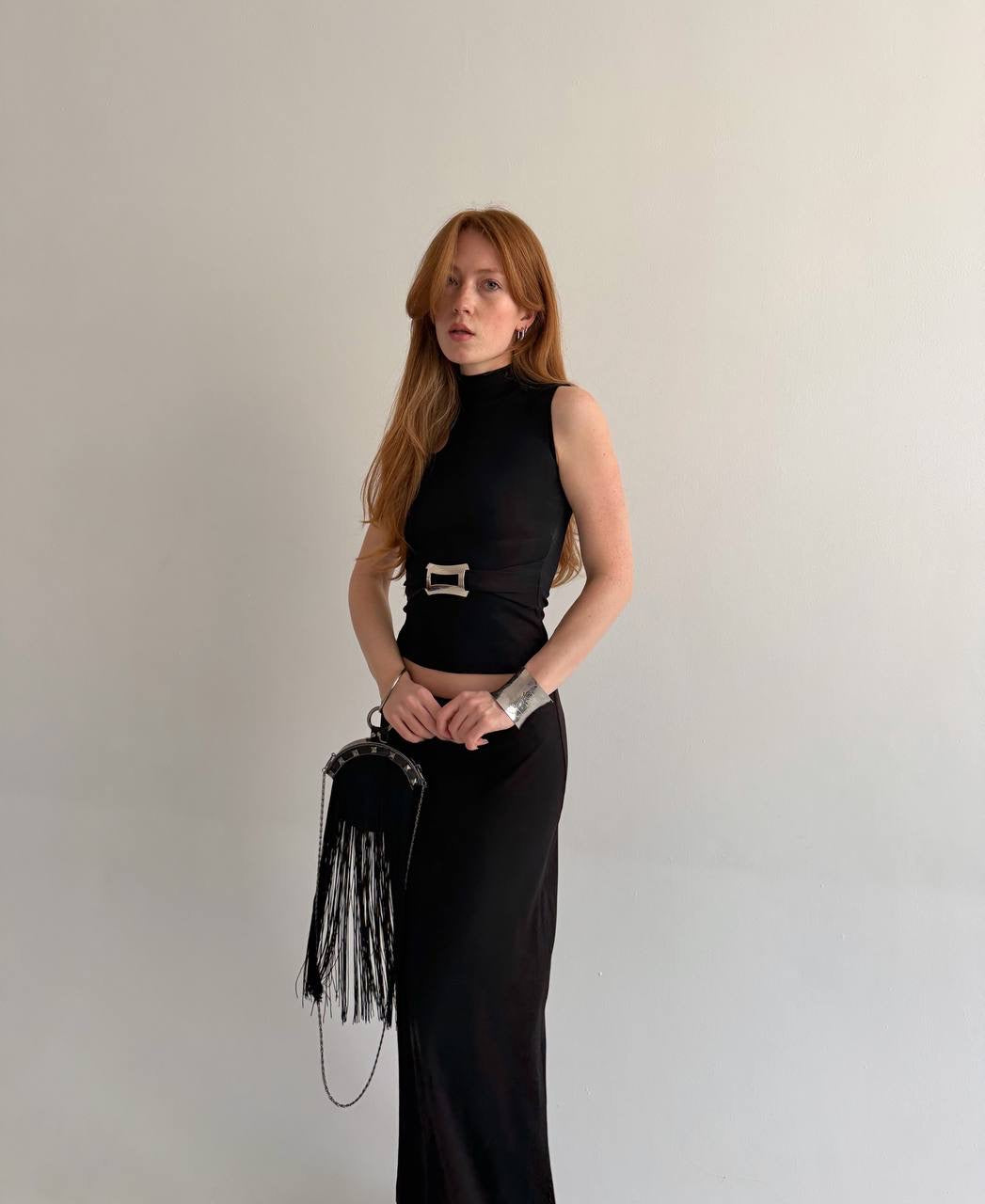 Vintage black fitted sleeveless top