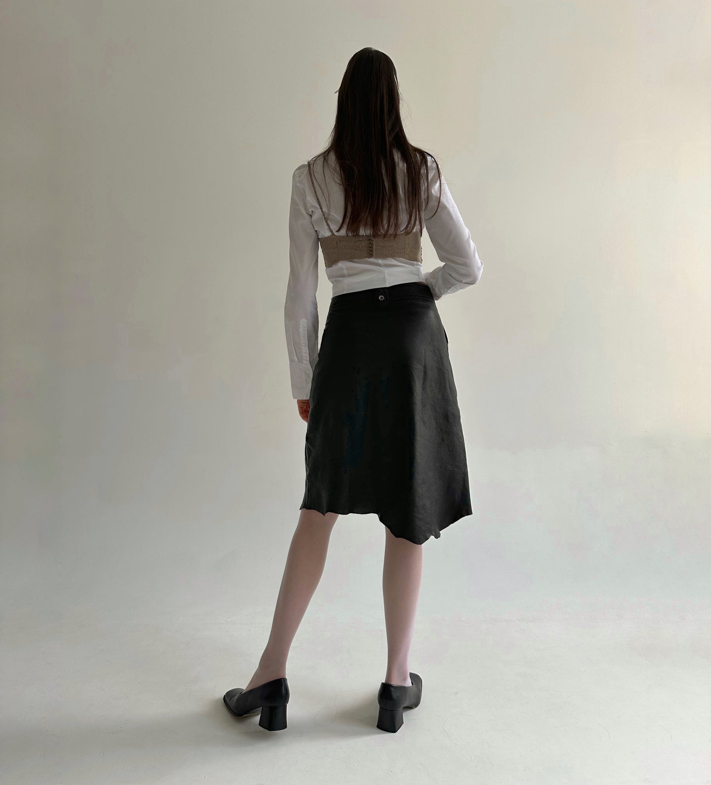 Vintage Plein Sud genuine leather asymmetrical skirt